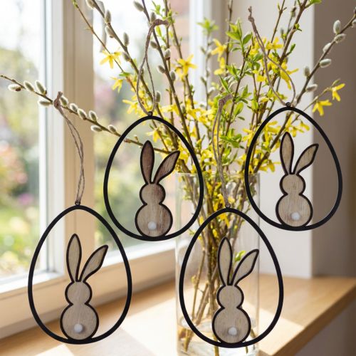 Décoration de lapin de Pâques à suspendre Décoration de Pâques en bois 13cm 4pcs | Floristik24.be