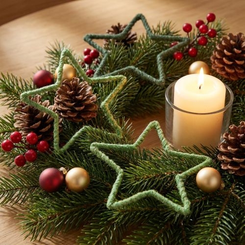 Étoiles en jute verte pour décoration de Noël 15 cm - Lot de 8 | Floristik24.be