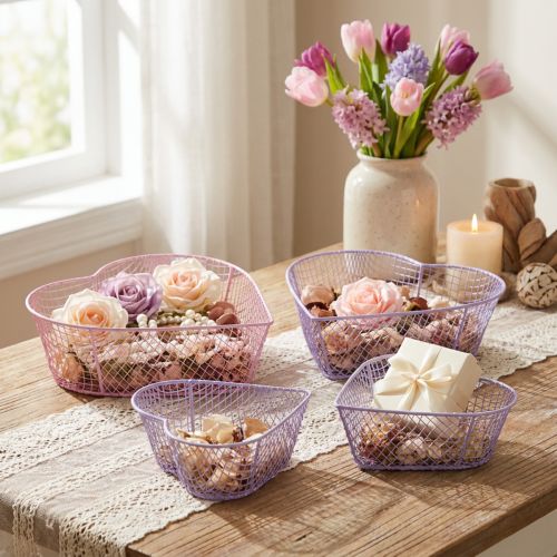 Paniers en fil de fer, en forme de cœur, pour la décoration et le rangement, 20 cm, lot de 4 | Floristik24.be