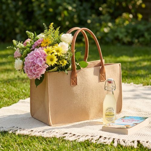 Sac en feutre aspect raphia 50 cm x 25 cm x 25 cm | Floristik24.be