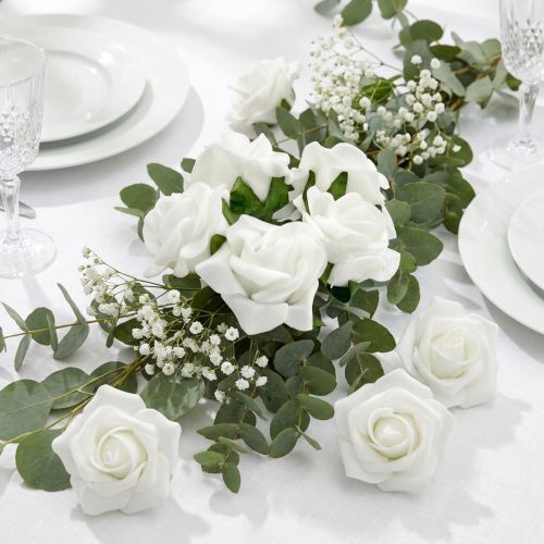 Rose en mousse Ø 3,5cm blanche 48 pcs | Floristik24.be