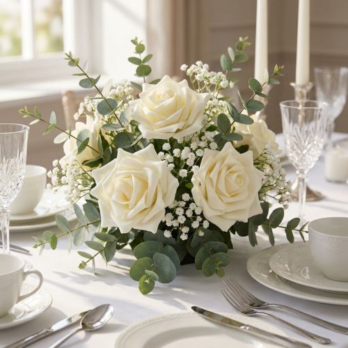 Mousse Rose Ø 10cm crème 8 pcs | Floristik24.be