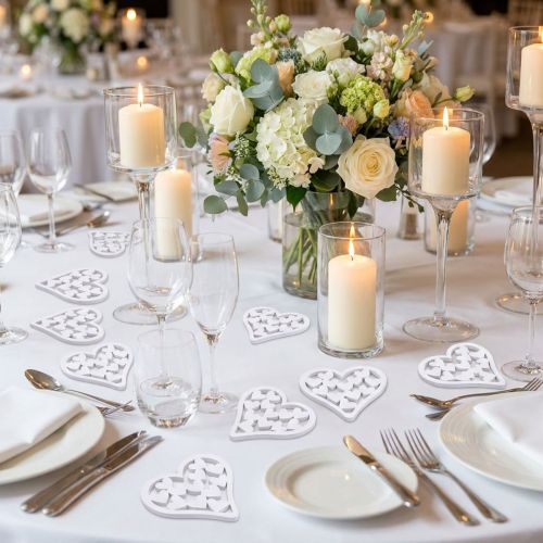 Décoration à disperser coeur blanc 5cm 40 pcs | Floristik24.be