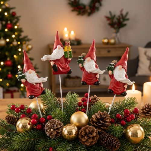 Nain de Noël bouchon décoratif gnome Père Noël 7cm 4 pcs | Floristik24.be