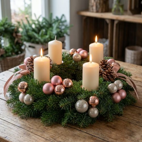 Mini boules de Noël en verre rose gris fil Ø40mm 32 pcs | Floristik24.be