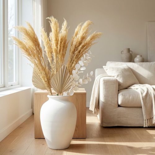 Herbe de la pampa jaune Herbe ornementale artificielle Fleuriste sèche 3pcs | Floristik24.be