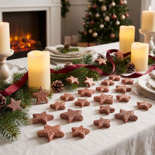 Décoration à disperser étoiles de Noël étoiles dispersées rose Ø4/5cm 40pcs | Floristik24.be