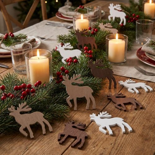 Décoration à disperser Renne de Noël Décoration de Noël en bois 48 pcs | Floristik24.be