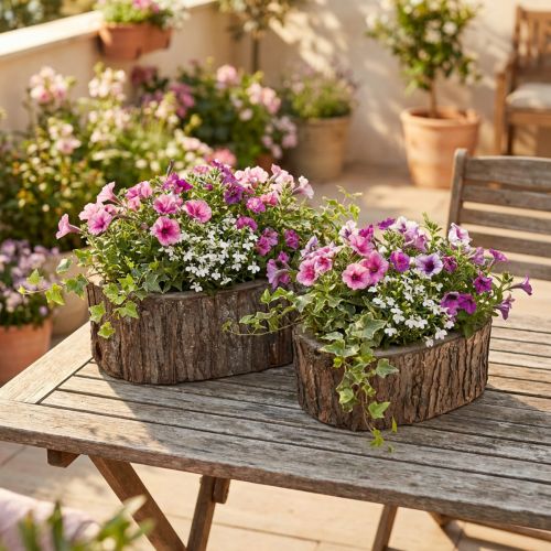 Jardinière cache-pot bois écorce L23/29.5cm lot de 2 | Floristik24.be