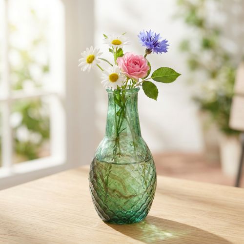 Mini vase vase en verre vert vase à fleurs diamants Ø6cm H11.5cm | Floristik24.be