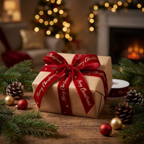 Ruban cadeau ruban de Noël ruban de velours rouge 25mm 20m | Floristik24.be
