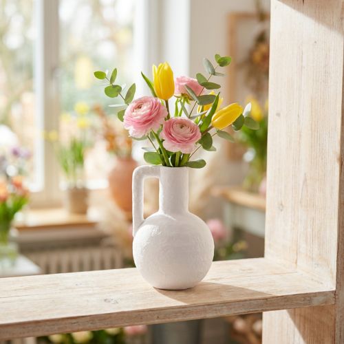 Vase décoratif mini vase à fleurs blanc avec anse H15cm | Floristik24.be