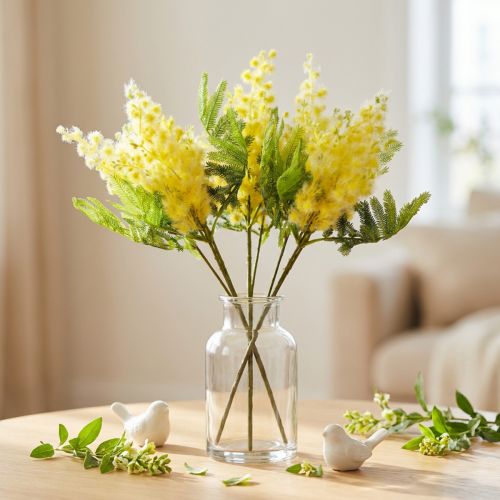 Plante Artificielle Acacia Argenté Mimosa Floraison Jaune 53cm 3 Pcs | Floristik24.be