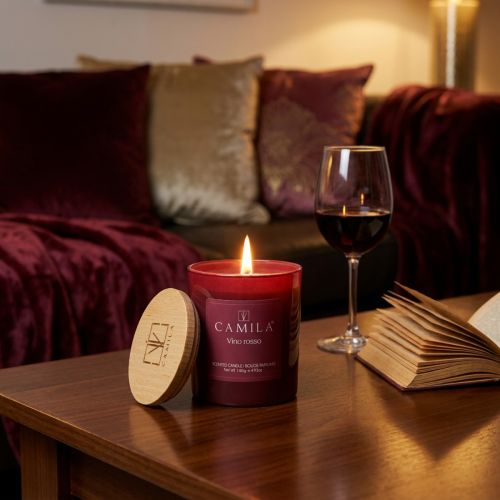 Article Bougie parfumée dans un verre Camila vin rouge Ø7,5cm H8cm
