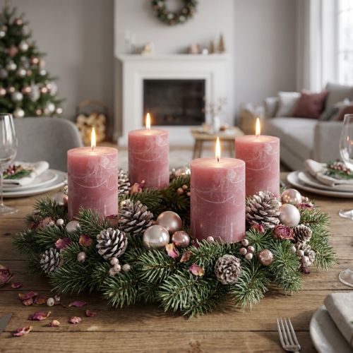 Bougies colorées unies vieux rose 60x80mm 4pcs | Floristik24.be