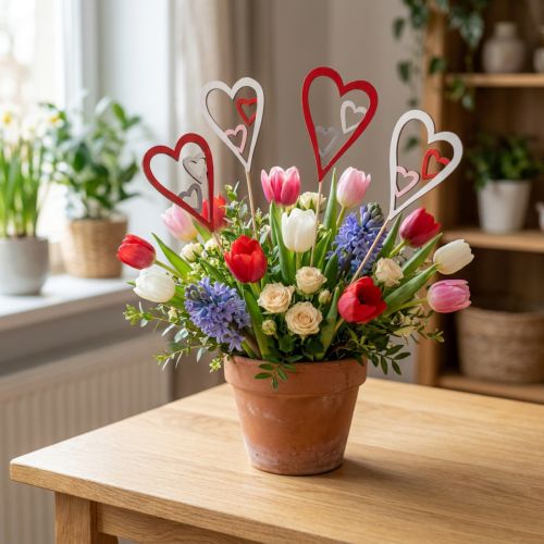 Plug fleur fête des mères plug décoratif coeur 5cm 12 pièces | Floristik24.be
