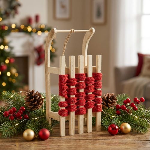 Déco Traîneau en Bois avec Cordelette en Jute 30 × 14,5 × 9,5 cm | Floristik24.be