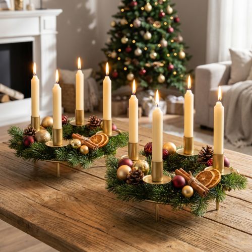 Bougie anneau tige bougies bougeoir or Ø23cm H11cm 2pcs | Floristik24.be