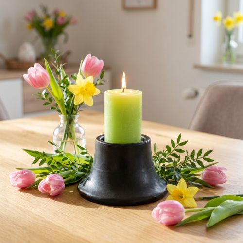 Bougeoir bougeoir noir en céramique Ø12,5cm H7cm | Floristik24.be