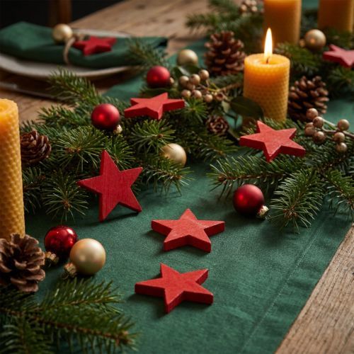 Décoration à disperser étoiles de Noël étoiles en bois rouge Ø5,5cm 12pcs | Floristik24.be