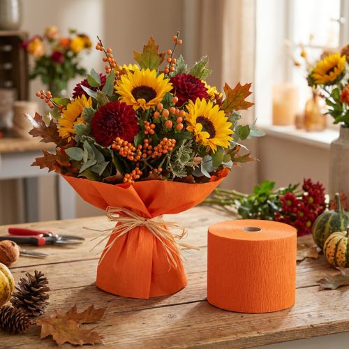 Article Crêpe Fleur orange L10cm grammage 128g/m² L250cm 2pcs