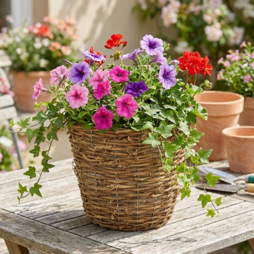 Panier à plantes grimpantes Ø25cm H22,5cm, pot de fleurs naturel | Floristik24.be