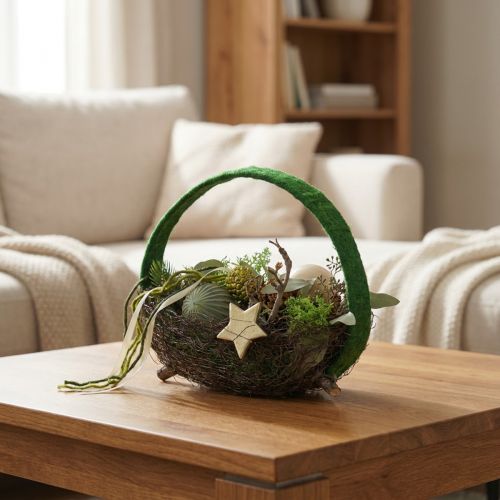 Anneau décoratif jute décoration boucle vert vert foncé 4cm Ø30cm 2pcs | Floristik24.be