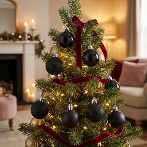 Mini Boules d'Arbre Noir Plastique Incassable Ø3cm 14pcs | Floristik24.be