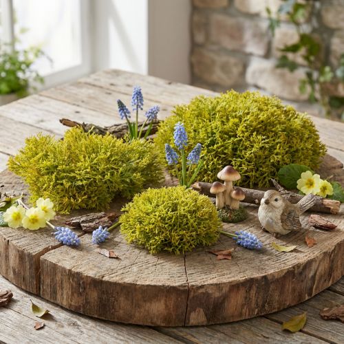 Mousse décorative artificielle vert marron – coussin de mousse 10/12/14cm 3 pièces | Floristik24.be