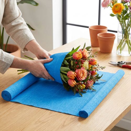 Papier crépon qualité fleuriste bleu 50x250cm | Floristik24.be