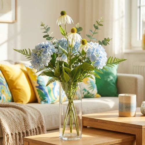 Fleur d'échinacée artificielle blanche 90cm | Floristik24.be