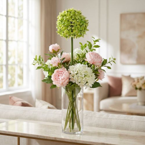 Oignon ornemental Allium, fleur en soie, boule artificielle vert poireau Ø20cm L72cm | Floristik24.be