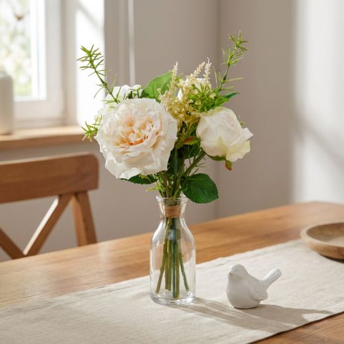 Bouquet de roses artificielles Fleurs en soie crème dans un bouquet | Floristik24.be