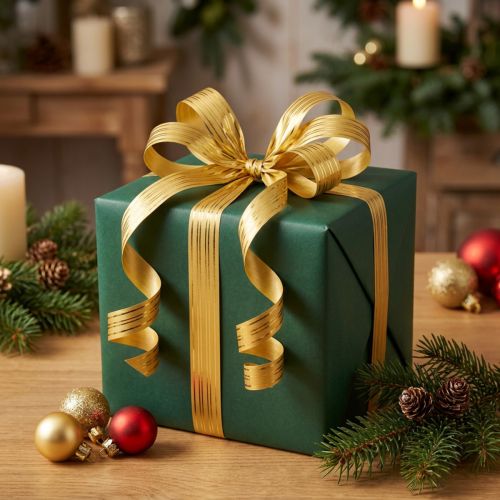 Ruban de curling ruban cadeau or avec rayures dorées 10mm 250m | Floristik24.be