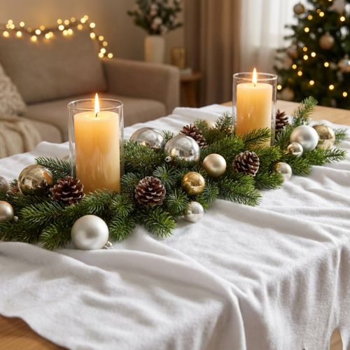 Nappe décorative couverture de neige hiver blanc 100×270cm