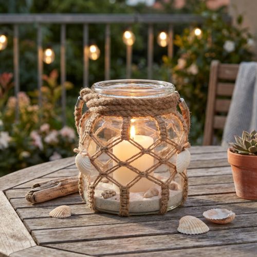 Coquillages décoratifs en verre macramé décoration de table décoration à suspendre Ø14cm | Floristik24.be