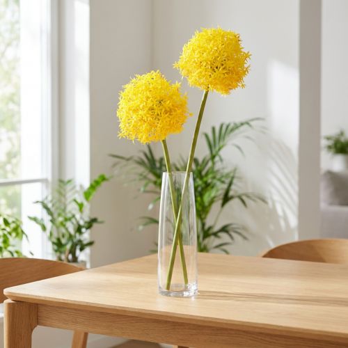 Allium Fleur Jaune Oignon Artificiel 80cm Ø14,5cm 2pcs | Floristik24.be