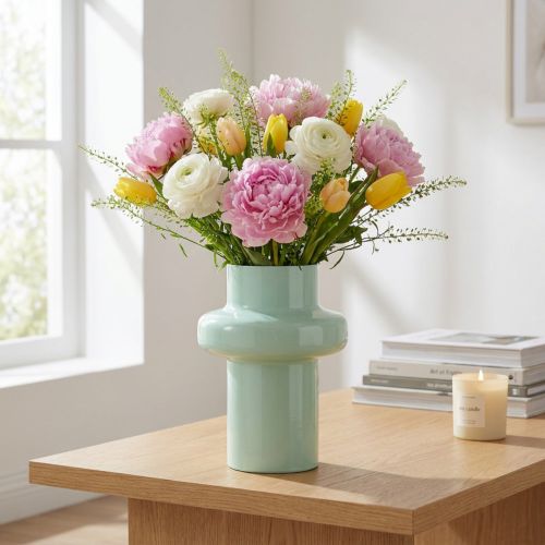 Vase décoratif en métal vert