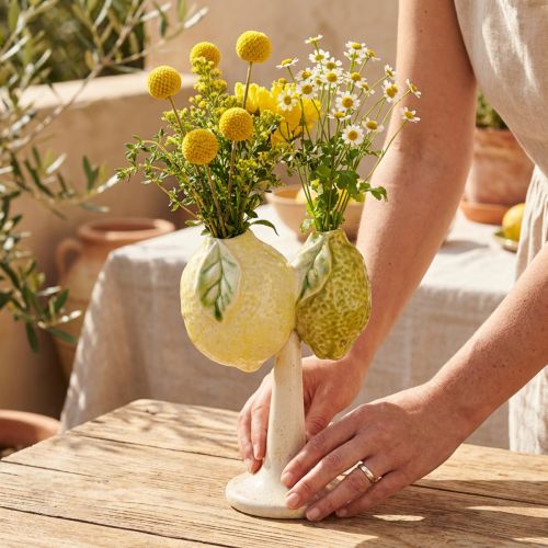 Vase citron en céramique décoratif Décoration de table méditerranéenne H22cm | Floristik24.be