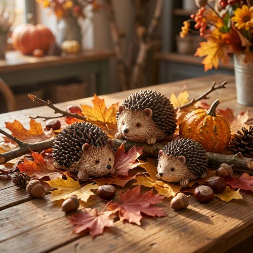 Article Mini figurines décoratives hérisson automne peintes à la main 4×2,5×2cm 6 pièces