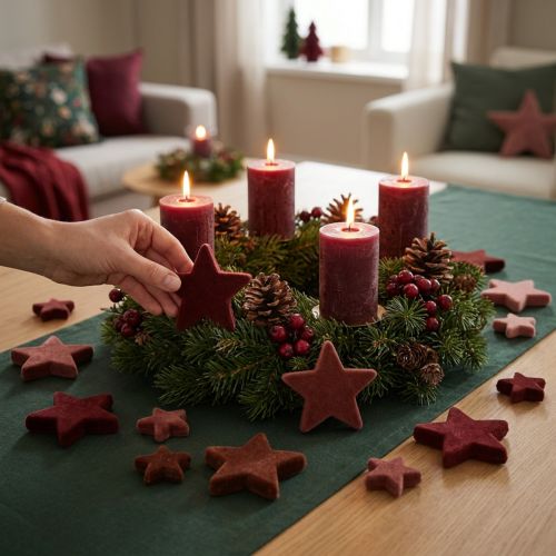 Étoiles décoratives floquées à disperser Bordeaux Marron Ø4/5cm 40 pcs | Floristik24.be