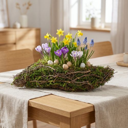Petite jardinière Mousse et vignes Déco tombale 31×15×7cm | Floristik24.be