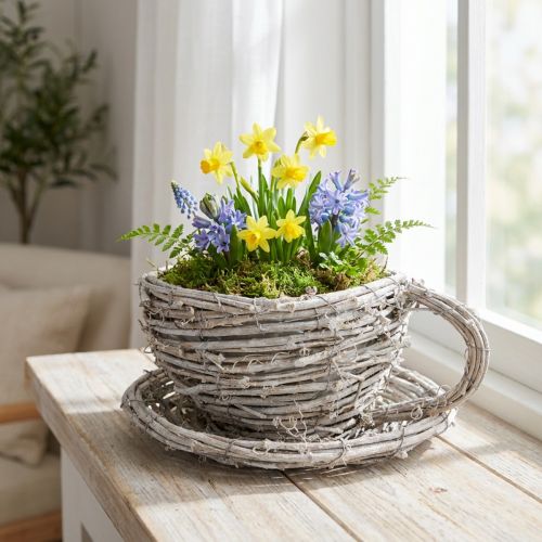 Tasse à thé en matériau naturel au charme rustique, idéale pour une décoration intérieure exclusive (13 cm). | Floristik24.be