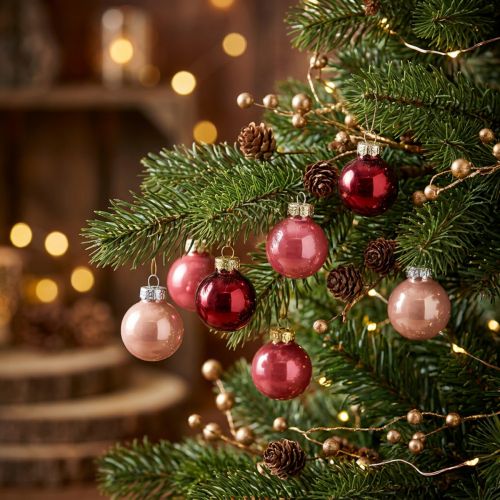 Article Boules de Noël décoratives en verre brillant, 3 cm, lot de 22.