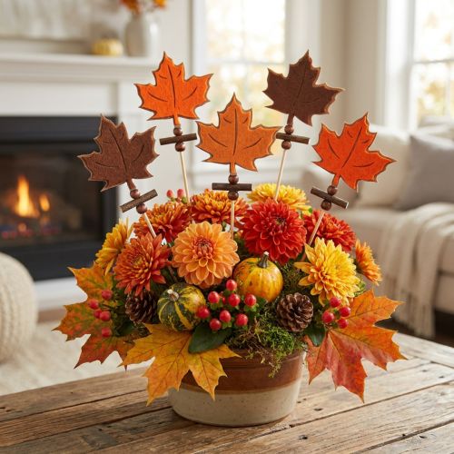Pin's feuille d'érable triée déco automne 8cm L35cm 12pcs | Floristik24.be