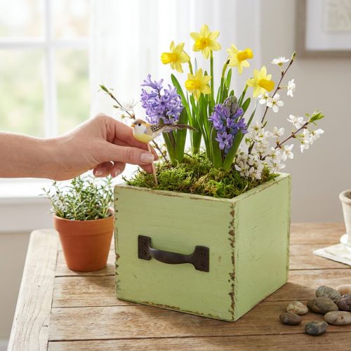 Jardinière tiroir vert clair shabby chic 12.5×12.5×10cm | Floristik24.be