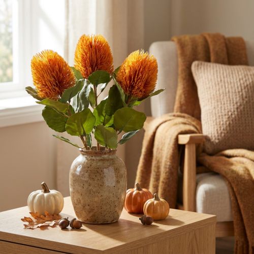 Fleurs artificielles, Banksia, Proteaceae Orange L58cm H6cm 3 pcs | Floristik24.be