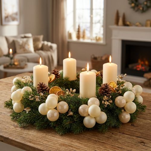 Mini boules de Noël crème mix mat/brillant Ø40mm 32 pcs | Floristik24.be