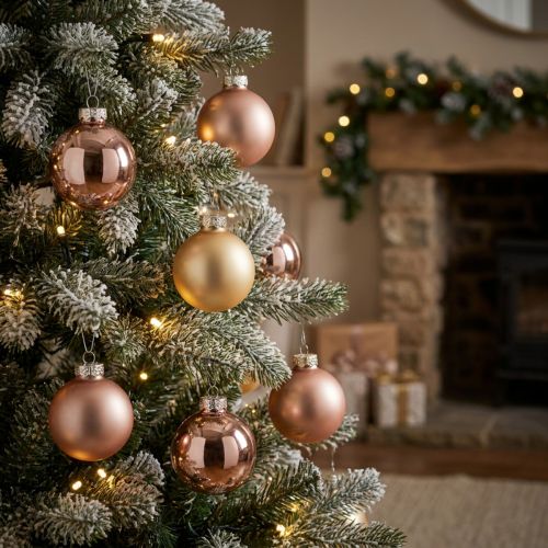 Boules de Noël en verre or rose Ø4cm 24 pcs | Floristik24.be