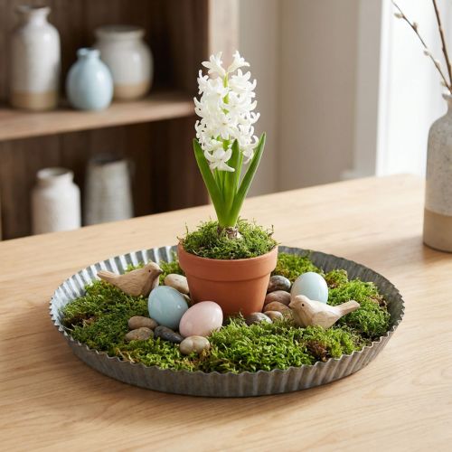 Assiette décorative plaque zinc plaque métal anthracite or Ø24cm | Floristik24.be